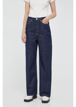 Samsoe Samsoe jeansy SHELLY damskie kolor granatowy F23400141 ze sklepu PRM w kategorii Jeansy damskie - zdjęcie 173745391