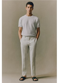 H & M - Lniane spodnie garniturowe Slim Fit - Szary ze sklepu H&M w kategorii Spodnie męskie - zdjęcie 173745730