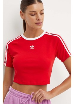 adidas Originals t-shirt 3 Stripes Baby Tee damski kolor czerwony IP0665 ze sklepu ANSWEAR.com w kategorii Bluzki damskie - zdjęcie 173747913