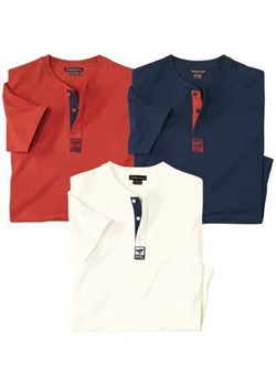Zestaw 3 koszulek z krótkimi rękawami i dekoltem z guzikami Travel ze sklepu Atlas For Men w kategorii T-shirty męskie - zdjęcie 173748414