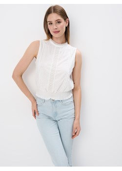 Mohito - Biała bluzka ze stójką - biały ze sklepu Mohito w kategorii Bluzki damskie - zdjęcie 173749633