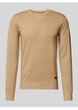 Sweter z dzianiny z prążkowanymi wykończeniami model ‘Bruton’ ze sklepu Peek&Cloppenburg  w kategorii Swetry męskie - zdjęcie 173750122