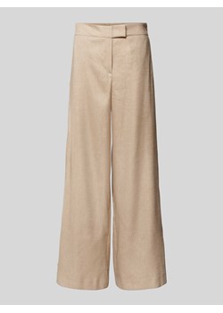 Spodnie lniane z szeroką nogawką i tkanym wzorem ze sklepu Peek&Cloppenburg  w kategorii Spodnie damskie - zdjęcie 173750660
