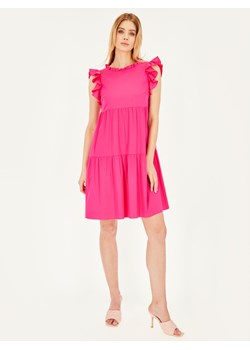 Różowa sukienka midi z motylkowymi rękawami L'AF Rozi ze sklepu Eye For Fashion w kategorii Sukienki - zdjęcie 173751380