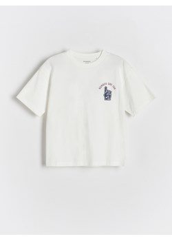 Reserved - T-shirt oversize z nadrukiem - złamana biel ze sklepu Reserved w kategorii T-shirty chłopięce - zdjęcie 173751971