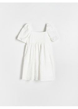 Reserved - Bawełniana sukienka z bufkami - złamana biel ze sklepu Reserved w kategorii Sukienki dziewczęce - zdjęcie 173751981