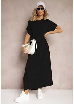 Czarna Pudełkowa Sukienka z Wiskozy z Rozcięciem Vimoray ze sklepu Renee odzież w kategorii Sukienki - zdjęcie 173752910