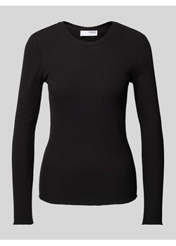 Bluzka z długim rękawem i efektem prążkowania model ‘ANNA’ ze sklepu Peek&Cloppenburg  w kategorii Bluzki damskie - zdjęcie 173752970