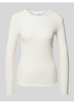 Bluzka z długim rękawem i efektem prążkowania model ‘ANNA’ ze sklepu Peek&Cloppenburg  w kategorii Bluzki damskie - zdjęcie 173752971