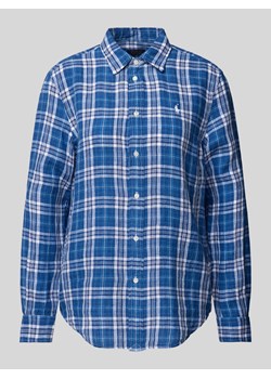 Bluzka koszulowa lniana z wyhaftowanym logo ze sklepu Peek&Cloppenburg  w kategorii Koszule damskie - zdjęcie 173755714