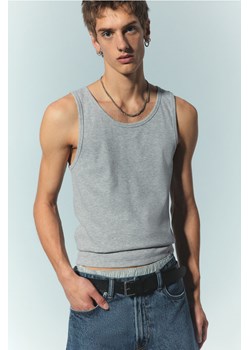 H & M - Prążkowana koszulka Slim Fit - Szary ze sklepu H&M w kategorii Bluzki damskie - zdjęcie 173755762