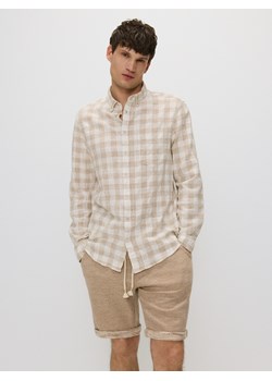 Reserved - Koszula regular fit w kratę - beżowy ze sklepu Reserved w kategorii Koszule męskie - zdjęcie 173756752