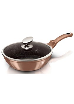 Granitowa złota patelnia z pokrywą 24cm R1-P96 ze sklepu Edinos.pl w kategorii Naczynia - zdjęcie 173757342