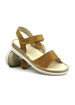 Skórzane sandały damskie - HELIOS Komfort 127, jasnobrązowe ze sklepu ulubioneobuwie w kategorii Sandały damskie - zdjęcie 173758114