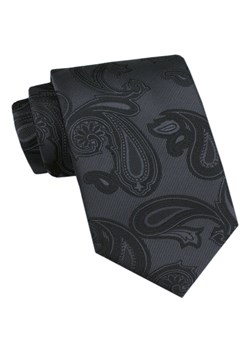 Męski Krawat - Angelo di Monti - Czarny z Fakturą w Paisley KRADM2171 ze sklepu JegoSzafa.pl w kategorii Krawaty - zdjęcie 173758321