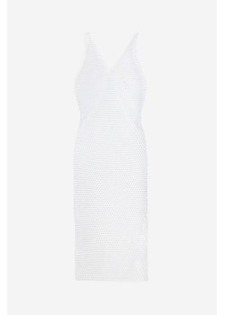 H & M - Siateczkowa sukienka ze strassem - Biały ze sklepu H&M w kategorii Odzież plażowa - zdjęcie 173760223