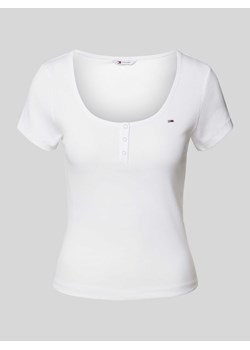 T-shirt o kroju slim fit z okrągłym dekoltem model ‘HENLEY’ ze sklepu Peek&Cloppenburg  w kategorii Bluzki damskie - zdjęcie 173760772