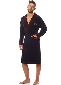 Elegancki szlafrok męski granatowy 9102, Kolor granatowy, Rozmiar 2XL, L&amp;L ze sklepu Primodo w kategorii Szlafroki męskie - zdjęcie 173762232