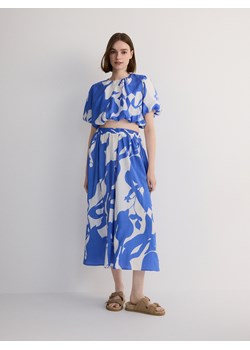 Reserved - Wzorzysta spódnica z modalu - niebieski ze sklepu Reserved w kategorii Spódnice - zdjęcie 173765464