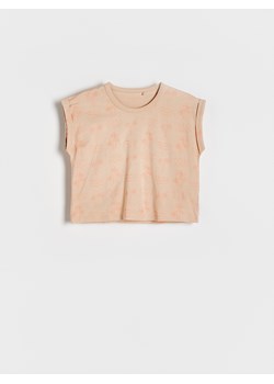 Reserved - T-shirt z nadrukiem - beżowy ze sklepu Reserved w kategorii Bluzki dziewczęce - zdjęcie 173766081