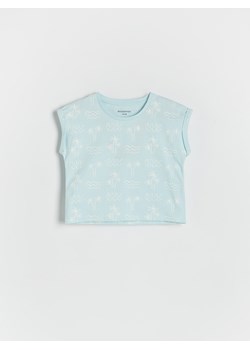 Reserved - Bawełniany t-shirt - jasnoturkusowy ze sklepu Reserved w kategorii Koszulki niemowlęce - zdjęcie 173766313