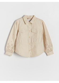 Reserved - Bawełniana kurtka z haftem - kremowy ze sklepu Reserved w kategorii Kurtki dziewczęce - zdjęcie 173766590