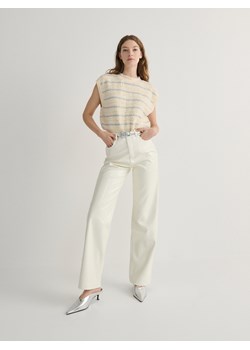 Reserved - Spodnie z imitacji skóry - złamana biel ze sklepu Reserved w kategorii Spodnie damskie - zdjęcie 173767233