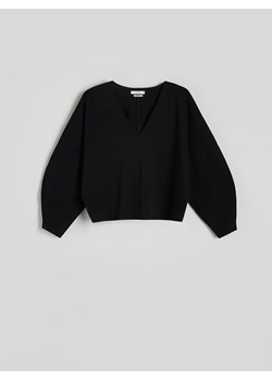 Reserved - Krótka bawełniana bluza - czarny ze sklepu Reserved w kategorii Bluzy damskie - zdjęcie 173767391
