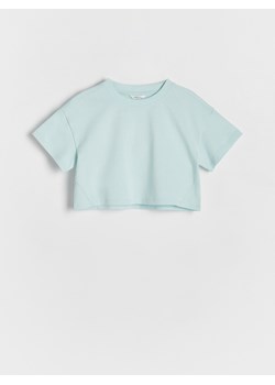 Reserved - Bawełniany t-shirt - jasnoturkusowy ze sklepu Reserved w kategorii Bluzki dziewczęce - zdjęcie 173767571