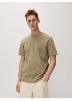 Reserved - Bawełniany t-shirt regular - oliwkowy ze sklepu Reserved w kategorii T-shirty męskie - zdjęcie 173767633