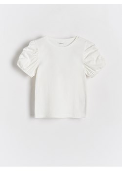 Reserved - Bluzka z bufiastymi rękawami - biały ze sklepu Reserved w kategorii Bluzki dziewczęce - zdjęcie 173767973