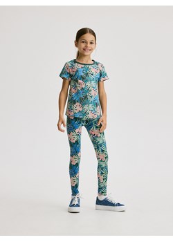 Reserved - Wzorzyste legginsy - ciemnozielony ze sklepu Reserved w kategorii Spodnie dziewczęce - zdjęcie 173768720