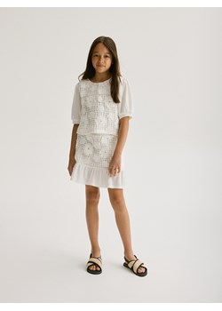 Reserved - Ażurowa bluzka - złamana biel ze sklepu Reserved w kategorii Bluzki dziewczęce - zdjęcie 173768763