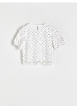 Reserved - Bluzka z cekinową aplikacją - złamana biel ze sklepu Reserved w kategorii Bluzki dziewczęce - zdjęcie 173768771