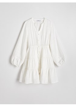 Reserved - Sukienka mini z troczkami - złamana biel ze sklepu Reserved w kategorii Sukienki - zdjęcie 173768824
