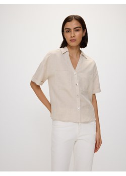 Reserved - Koszula z dodatkiem lnu - kremowy ze sklepu Reserved w kategorii Koszule damskie - zdjęcie 173768911