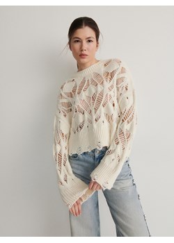 Reserved - Ażurowy sweter - kremowy ze sklepu Reserved w kategorii Swetry damskie - zdjęcie 173769110