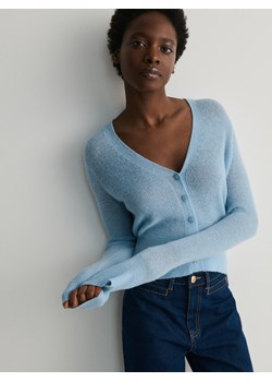 Reserved - Krótki sweter z guzikami - jasnoniebieski ze sklepu Reserved w kategorii Swetry damskie - zdjęcie 173769163