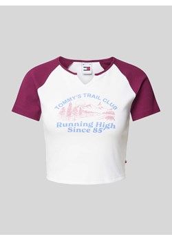 T-shirt krótki o kroju slim fit z detalem z logo model ‘VINTAGE PREP’ ze sklepu Peek&Cloppenburg  w kategorii Bluzki damskie - zdjęcie 173769641