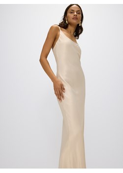Reserved - Satynowa sukienka maxi z wiskozy - beżowy ze sklepu Reserved w kategorii Sukienki - zdjęcie 173771474