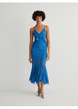 Reserved - Sukienka maxi z falbanami - niebieski ze sklepu Reserved w kategorii Sukienki - zdjęcie 173772163