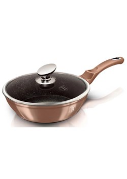 Złota patelnia ze szklaną pokrywą 28cm T8-T63 ze sklepu Edinos.pl w kategorii Naczynia - zdjęcie 173772600
