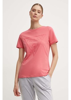 Guess t-shirt bawełniany kolor różowy ze sklepu ANSWEAR.com w kategorii Bluzki damskie - zdjęcie 173772770
