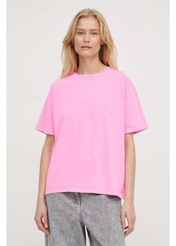 American Vintage t-shirt bawełniany  T-SHIRT DROIT MC COL ROND damski kolor różowy FIZ02AE24 ze sklepu ANSWEAR.com w kategorii Bluzki damskie - zdjęcie 173772822