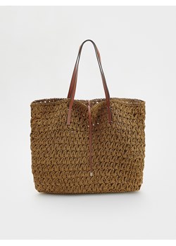 Reserved - Pleciona torebka shopper - beżowy ze sklepu Reserved w kategorii Torebki damskie - zdjęcie 173777231