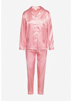 Różowy Komplet Piżamowy Szerokie Spodnie z Gumką w Pasie Góra na Guziki Rivalias ze sklepu Born2be Odzież w kategorii Piżamy damskie - zdjęcie 173777543