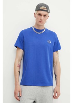 A.P.C. t-shirt bawełniany t-shirt raymond męski kolor niebieski z aplikacją COEZC-H26840 ze sklepu ANSWEAR.com w kategorii T-shirty męskie - zdjęcie 173779522