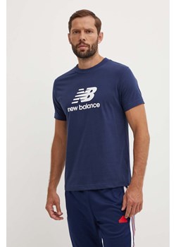 New Balance t-shirt bawełniany Sport Essentials męski kolor granatowy z nadrukiem MT41502NNY ze sklepu ANSWEAR.com w kategorii T-shirty męskie - zdjęcie 173779532