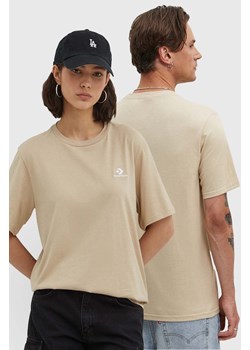 Converse t-shirt bawełniany kolor beżowy z aplikacją 10023876-A38 ze sklepu ANSWEAR.com w kategorii T-shirty męskie - zdjęcie 173779553