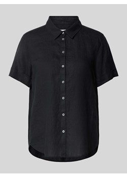 Bluzka lniana z wykładanym kołnierzem ze sklepu Peek&Cloppenburg  w kategorii Koszule damskie - zdjęcie 173779924